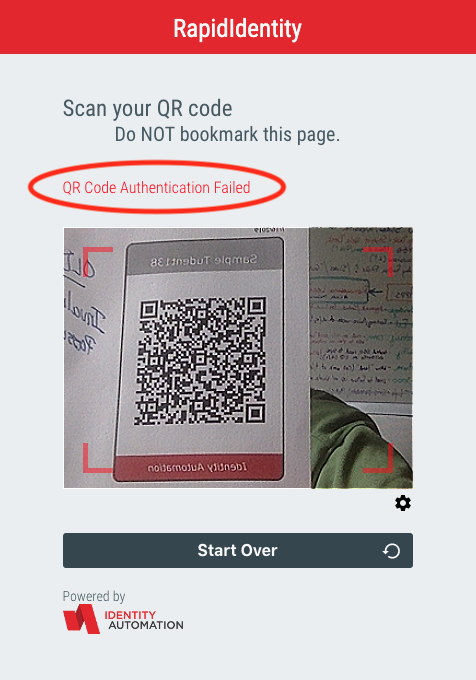 When Scanning A Badge I See The Following Error Qr Code Authentication Failed Ncedcloud Iam Service